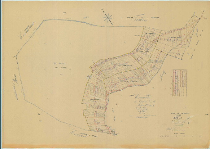 Vert-Toulon (51611). Section F1 échelle 1/1250, plan mis à jour pour 1958, plan non régulier (papier)