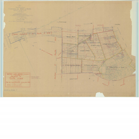Witry-lès-Reims (51662). Section Y1-2 échelle 1/2500, plan mis à jour pour 1949, plan non régulier (papier).