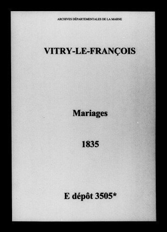 Vitry-le-François. Mariages 1835