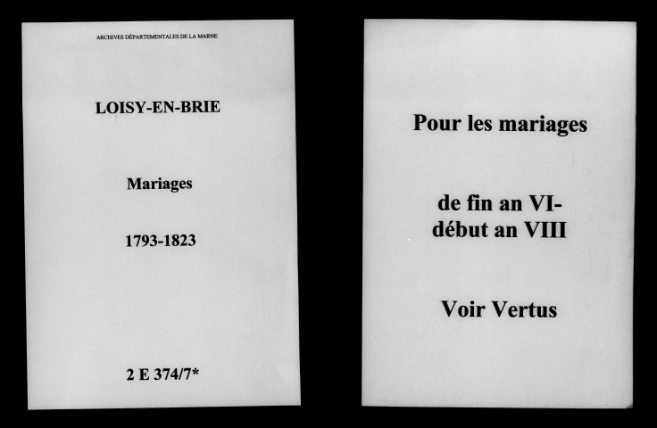 Loisy-en-Brie. Mariages 1793-1823