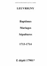 Leuvrigny. Baptêmes, mariages, sépultures 1713-1714