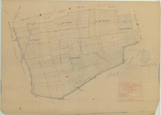 Soulières (51558). Section B3 échelle 1/1250, plan mis à jour pour 1934, plan non régulier (papier)