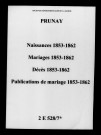 Prunay. Naissances, mariages, décès, publications de mariage 1853-1862