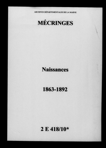 Mécringes. Naissances 1863-1892