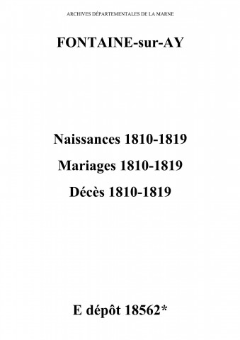 Fontaine-sur-Ay. Naissances, mariages, décès 1810-1819