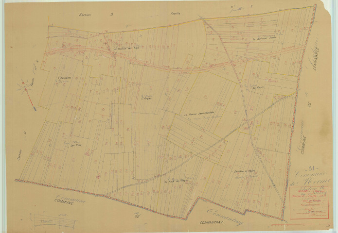 Fère-Champenoise (51248). Section D3 échelle 1/2000, plan mis à jour pour 01/01/1953, non régulier. Anciens plans de Normée (papier)