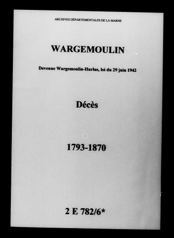 Wargemoulin. Décès 1793-1870