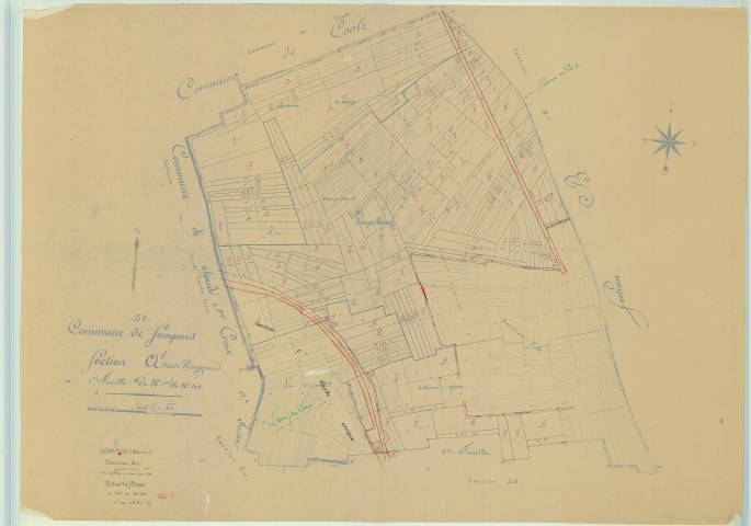 Sompuis (51550). Section A échelle 1/2500, plan mis à jour pour 1962, plan non régulier (papier)
