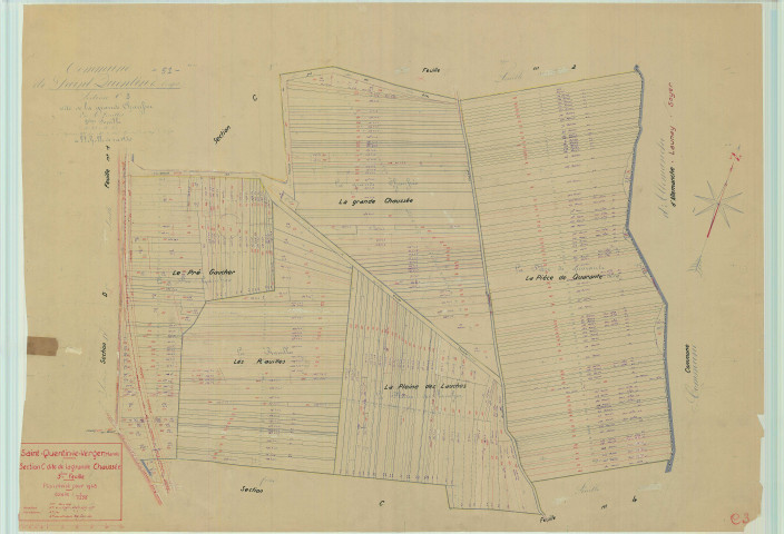 Saint-Quentin-le-Verger (51511). Section C3 échelle 1/1250, plan mis à jour pour 01/01/1948, non régulier (papier)