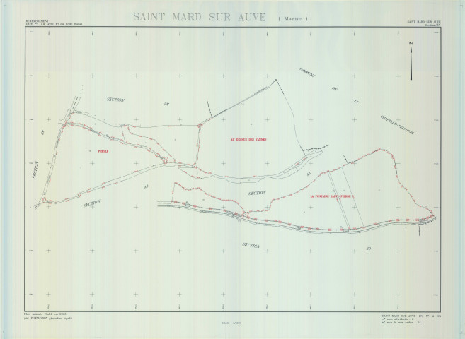 Saint-Mard-sur-Auve (51498). Section ZN échelle 1/2000, plan remembré pour 2006, plan régulier (calque)