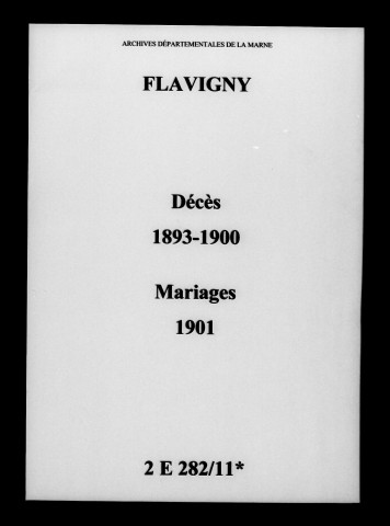 Flavigny. Décès, mariages 1893-1901