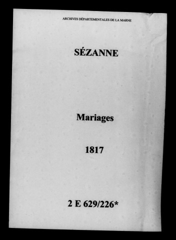 Sézanne. Mariages 1817