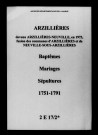 Arzillières. Baptêmes, mariages, sépultures 1751-1791