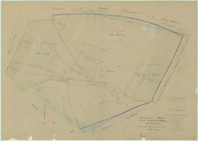 Sapignicourt (51522). Section B2 échelle 1/1250, plan mis à jour pour 1956, plan non régulier (papier)