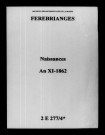 Fèrebrianges. Naissances an XI-1862
