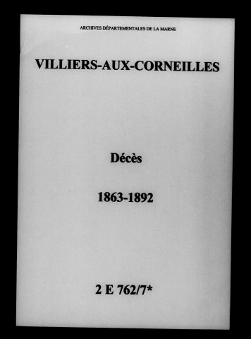 Villiers-aux-Corneilles. Décès 1863-1892