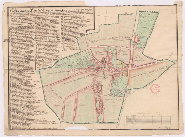 Plan détaillé du village de Cernay -les-Reims (1782), Dominique Villain