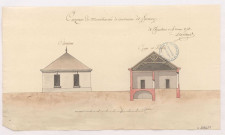 Caserne de maréchaussée à construire à Epernay. Coupe et profil, 1773.