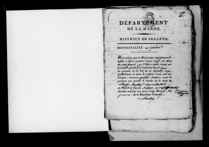 Péas. Naissances, mariages, décès 1793-an X