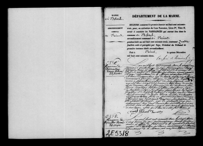 Belval-sous-Châtillon. Naissances, mariages, décès, publications de mariage 1863-1872