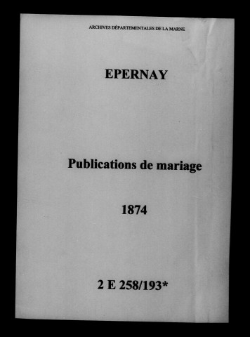 Épernay. Publications de mariage 1874