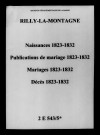 Rilly-la-Montagne. Naissances, publications de mariage, mariages, décès 1823-1832