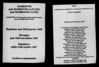 Barbonne. Baptêmes, mariages, sépultures 1645-1668