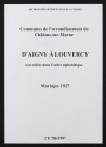 Communes d'Aigny à Louvercy de l'arrondissement de Châlons. Mariages 1927