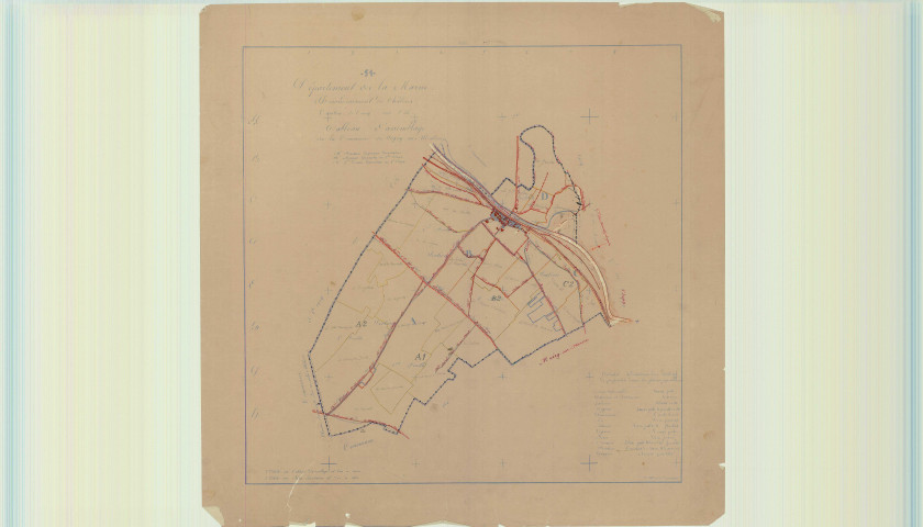Sogny-aux-Moulins (51538). Tableau d'assemblage 1 échelle 1/10000, plan mis à jour pour 1932, plan non régulier (papier)
