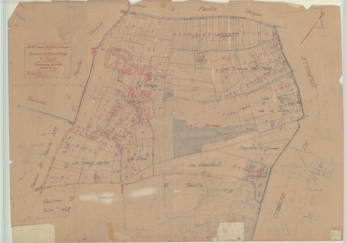 Mont-sur-Courville (51382). Section B1 échelle 1/1250, plan mis à jour pour 1935, plan non régulier (papier).