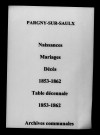 Pargny-sur-Saulx. Naissances, mariages, décès et tables décennales des naissances, mariages, décès 1853-1862