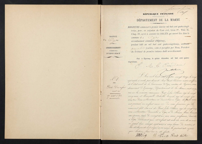 Oyes. Décès 1893-1929