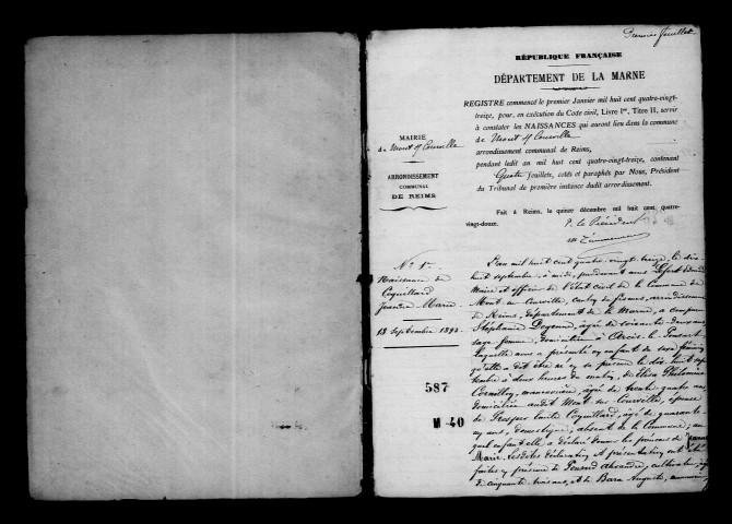 Mont-sur-Courville. Naissances, publications de mariage, mariages, décès 1893-1902
