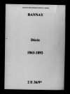 Bannay. Décès 1863-1892