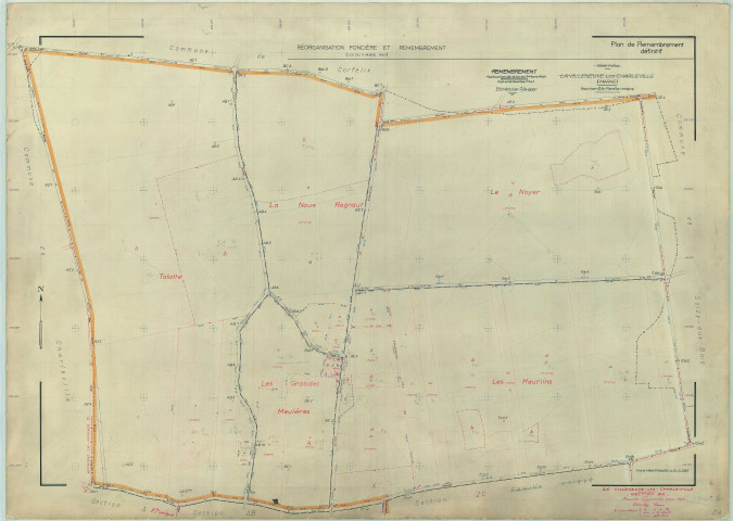Villeneuve-lès-Charleville (La) (51626). Section ZA échelle 1/2000, plan remembré pour 01/01/1968, régulier avant 20/03/1980 (papier armé)