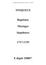 Tinqueux. Baptêmes, mariages, sépultures 1717-1739