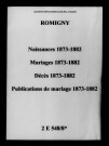 Romigny. Naissances, mariages, décès, publications de mariage 1873-1882