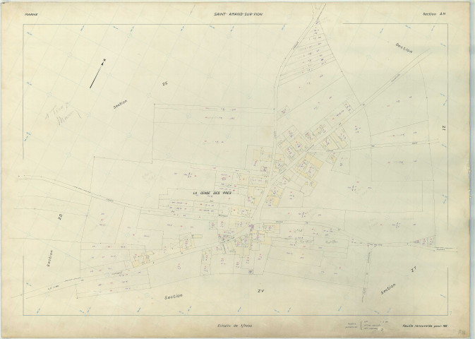 Saint-Amand-sur-Fion (51472). Section AH échelle 1/1000, plan renouvelé pour 1960, plan régulier (papier armé)
