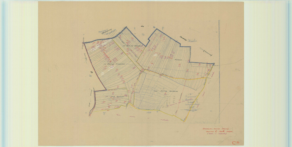 Sommepy-Tahure (51544). Section CU 2 échelle 1/5000, plan mis à jour pour 1956 (section C1 2e partie), plan non régulier (papier)