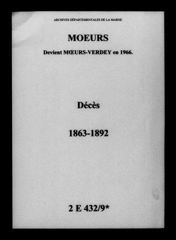 Moeurs. Décès 1863-1892