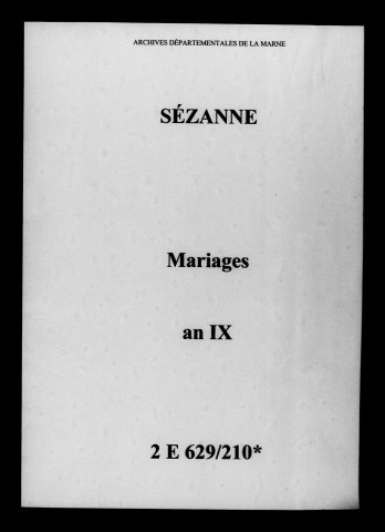 Sézanne. Mariages an IX