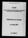Élise. Publications de mariage an XIII-1901