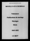 Bouilly. Naissances, publications de mariage, mariages, décès 1843-1852