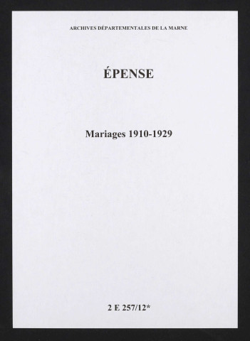 Épense. Mariages 1910-1929