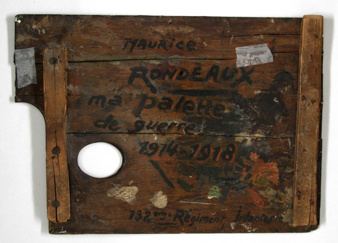 Palette du peintre et livret militaire de Maurice Rondeaux (1 Num 7)