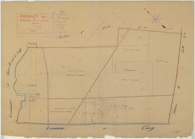 Pocancy (51435). Section F3 échelle 1/2500, plan mis à jour pour 1937, plan non régulier (papier)