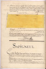 Arpentage et plan d'une pièce de terre sur le terroir de La Neuville, lieu-dit Le fond derrier (1756)