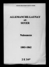 Allemanche-Launay. Soyer. Allemanche-Launay-et-Soyer. Naissances an XI-1862