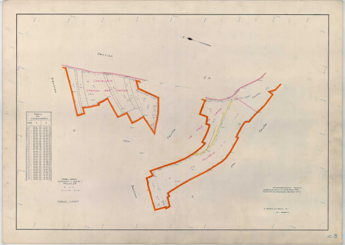 Contault (51166). Section ZB échelle 1/2000, plan remembré pour 1963, plan régulier (papier armé)