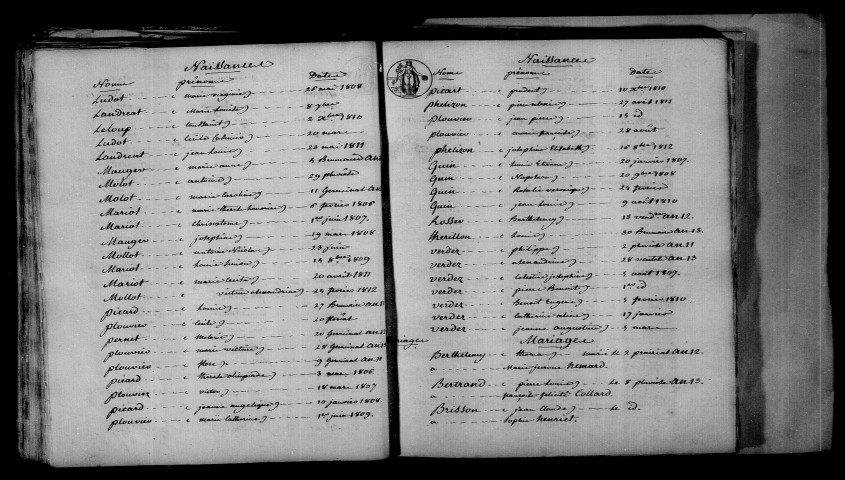 Bussy-Lettrée. Table décennale an XI-1812